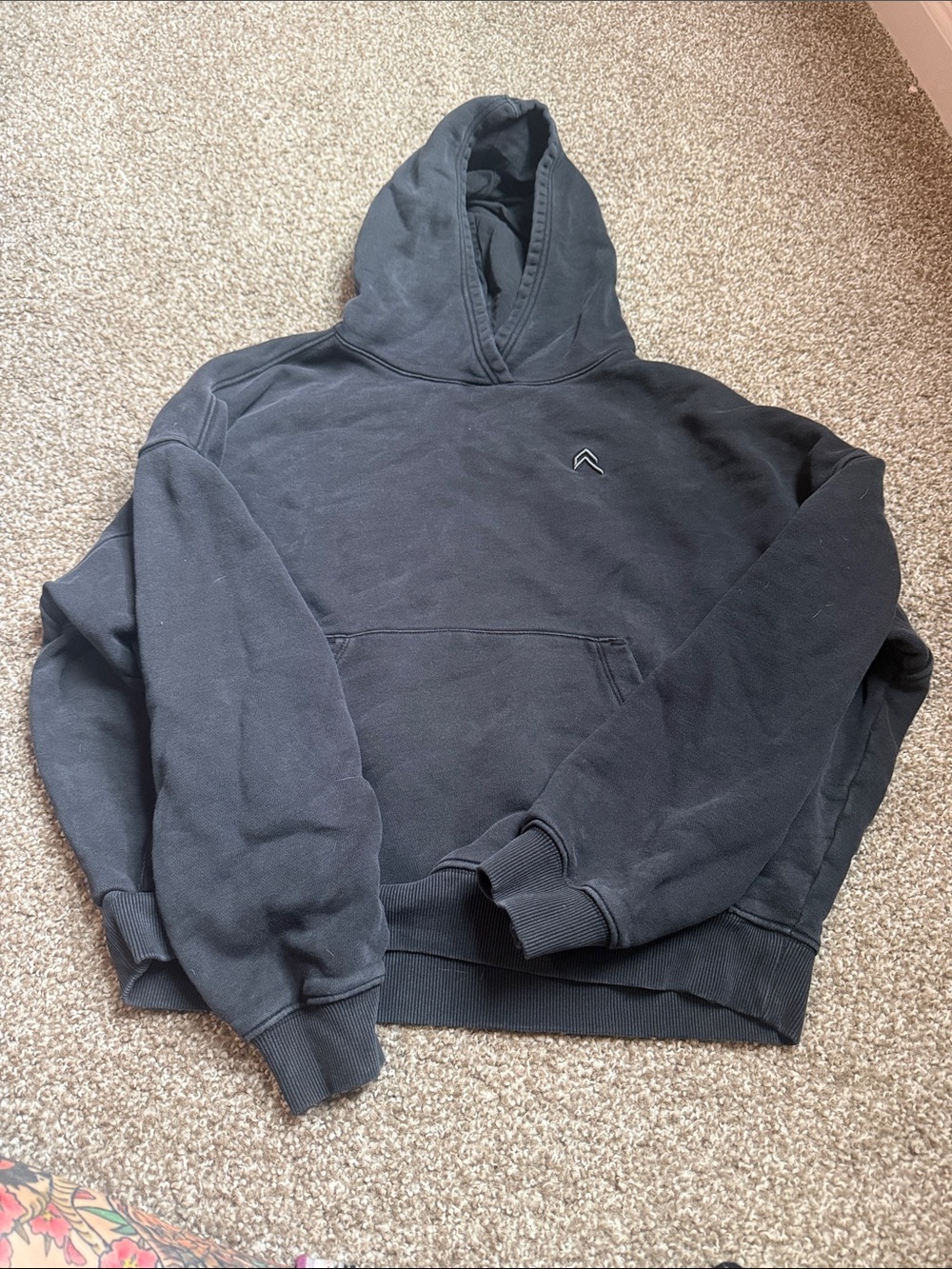 Oner Active Black Women's Pullover Hoodie with Subtle Chevron Logo